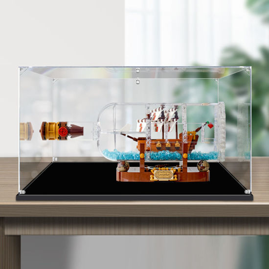 Picture of Acrylic Display Case for LEGO 21313 Ideas Ship in a Bottle 92177 Figure Storage Box Dust Proof Glue Free