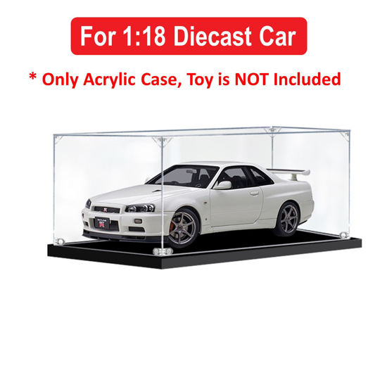 Picture of Acrylic Display Case for 1:18 AUTOART NISSAN SKYLINE GTR R34 V-SPEC II WHITE PEARL Diecast Car Model Figure Storage Box Dust Proof Glue Free