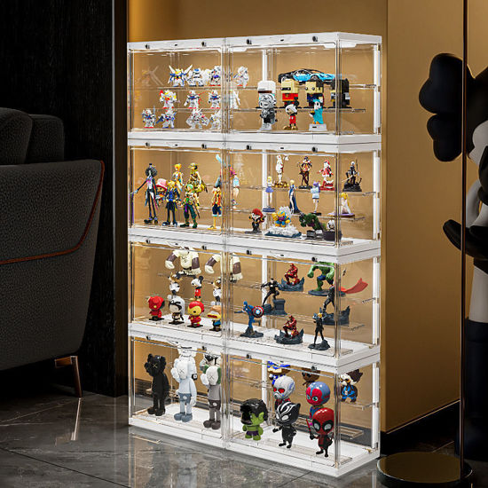 Picture of 8 X Display Case for LEGO Minifigure Pop Mart Funko Mystery Minis Minecraft with LED Lights