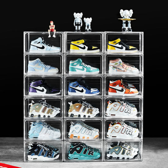 Picture of 5X Premium Sneaker Acrylic Display Shoe Box Storage Case Side Open Clear  Stackable