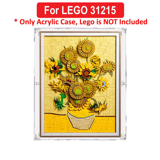 Picture of Acrylic Display Case for LEGO 31215 Art Vincent van Gogh Sunflowers Figure Storage Box Dust Proof Glue Free