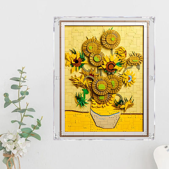 Picture of Acrylic Display Case for LEGO 31215 Art Vincent van Gogh Sunflowers Figure Storage Box Dust Proof Glue Free