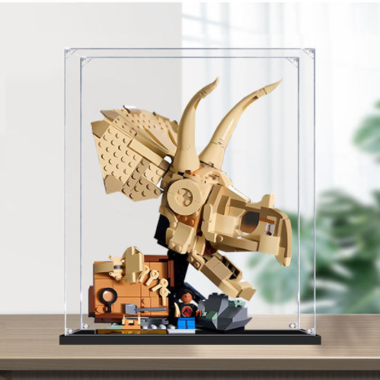 Picture of Acrylic Display Case for LEGO 76969 Jurassic World Dinosaur Fossils Triceratops Skull Figure Storage Box Dust Proof Glue Free