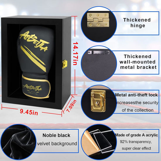 Picture of Boxing Glove Display Case Cabinet for Baseball Mitts, Softball & Hockey Gloves