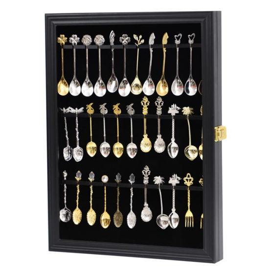 Picture of 36 Tea Spoon Souvenir Spoon Display Case Holder Cabinet with UV Protection