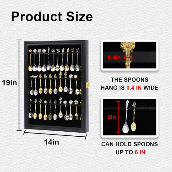 Picture of 36 Tea Spoon Souvenir Spoon Display Case Holder Cabinet with UV Protection