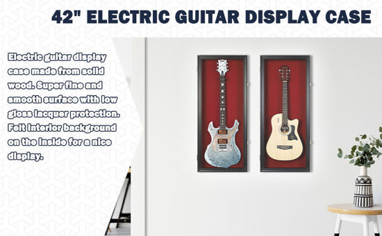 Picture of 42"Electric Guitar Display Case Cabinet Shadow Box with Guitar Hanger Stand