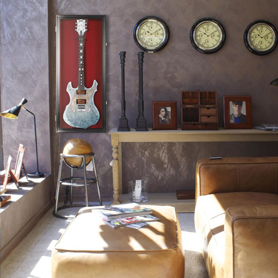 Picture of 42"Electric Guitar Display Case Cabinet Shadow Box with Guitar Hanger Stand