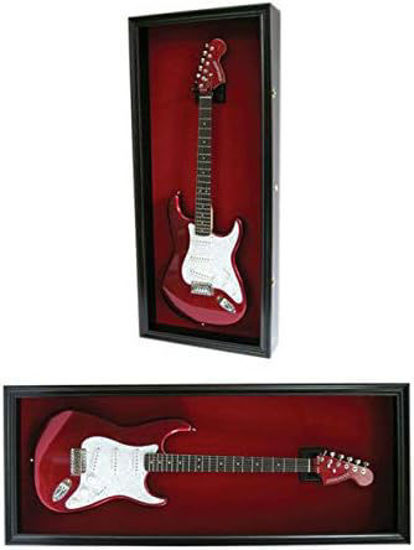 Picture of 42"Electric Guitar Display Case Cabinet Shadow Box with Guitar Hanger Stand
