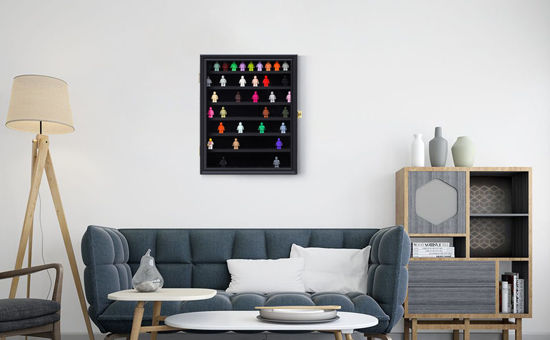 Picture of LARGE Minifigure Display Case - Building Block Toy Minifigures Display Case Minifigure Wall Cabinet Showcase for Small Miniature Collectibles Mini Brands, with Acrylic Door Lockable (Black Finish Frame)