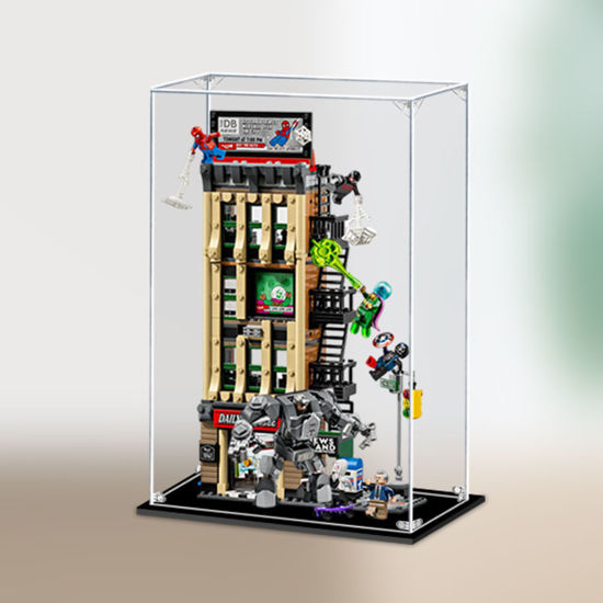 Picture of Acrylic Display Case for LEGO 76342 Marvel Spider Man vs Mysterio The Daily Bugle Figure Storage Box Dust Proof Glue Free